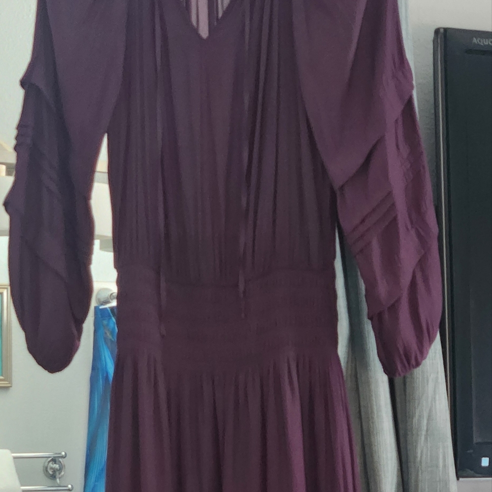 Pretty deep purple/plum Ramy Brook elastic waist high/low tiered maxi dress